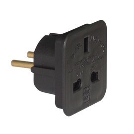 Black 7.5 A Travel Adaptor (UK to European Schuko)