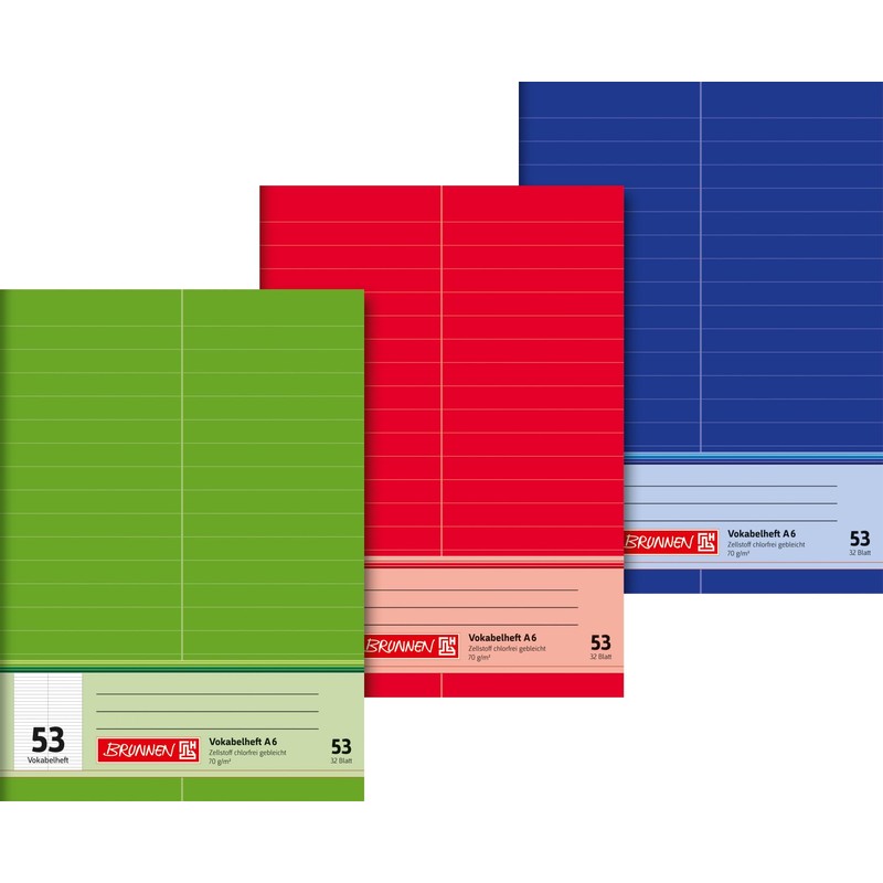 Brunnen 1046925 Vocabulary Book (A6 32 Sheets Ruled with Divided