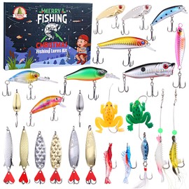 LIHAO Fishing Advent Calendar 2024 Fishing Calendar Fishing Hooks Fishing Lovers Christmas Calendar Fishing Set Great Gift for Men Teenagers Boys Accessories for Fishing