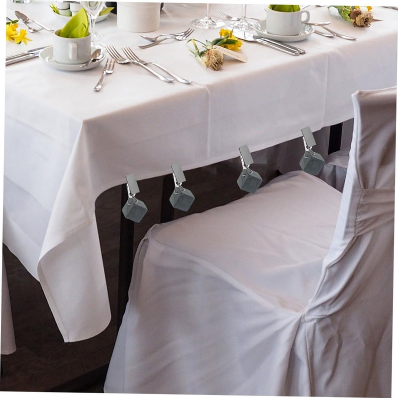 Mobestech 6Pcs Decorative Tablecloth Weights with Metal Clips Stone Table