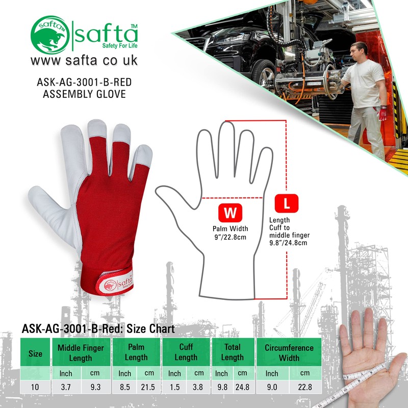 SAFTA Gardening Gloves for Men & Women, Leather palm with