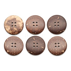 CRAFTMEMORE 4 Holes Coconut Shell Button for Linen Shirt Buttons, Arts, Crafts, Garment Sewing B89 (15mm, 12pcs)