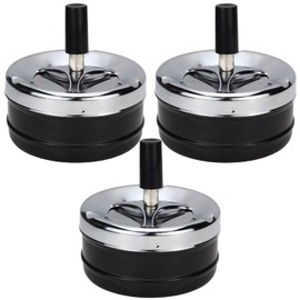 ZDNT Pack of 3 Ashtray Rotating Ashtray Modern Rotating Ashtray Metal Rotating Ashtray Wind Ashtray with Lid Smokeless Ash Holder Black Ashtray for Indoor and Outdoor Use