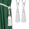 (2P, White) - Fenghuangwu 2Pcs Tassel Curtain Tiebacks Handmade, Elegant