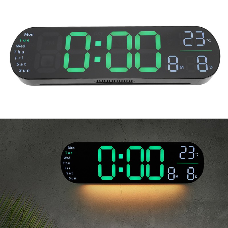 Digital Wall Clock Large Display with Remote Control Auto Brightness