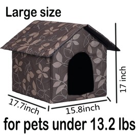 Cat Houses for Outdoor Cats Outdoor Houses for Feral Cats Dogs Cat House with Water-Resistant Canvas Roof Stray Cats Shelter (Cat House Brown, Large-Houses)