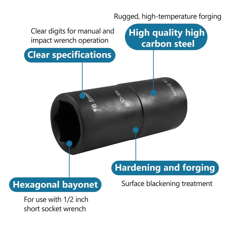 Wheel Brace Wrench, 18.5 x 19.5 mm Double Head Socket