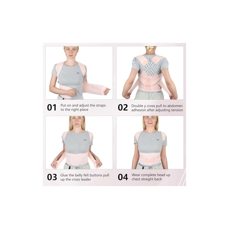 Pink Posture Corrector for Women Back Support Brace Office