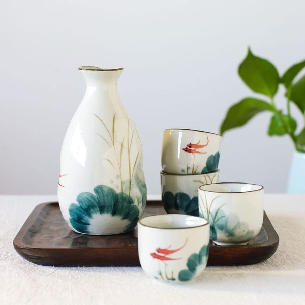 Caalio Japanese Sake Set - Porcelain Sake Tokkuri Bottle 8