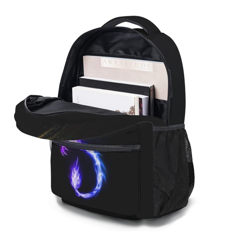 Anyako Fire Rainbow Dragon Black School Backpack, Kids bag for