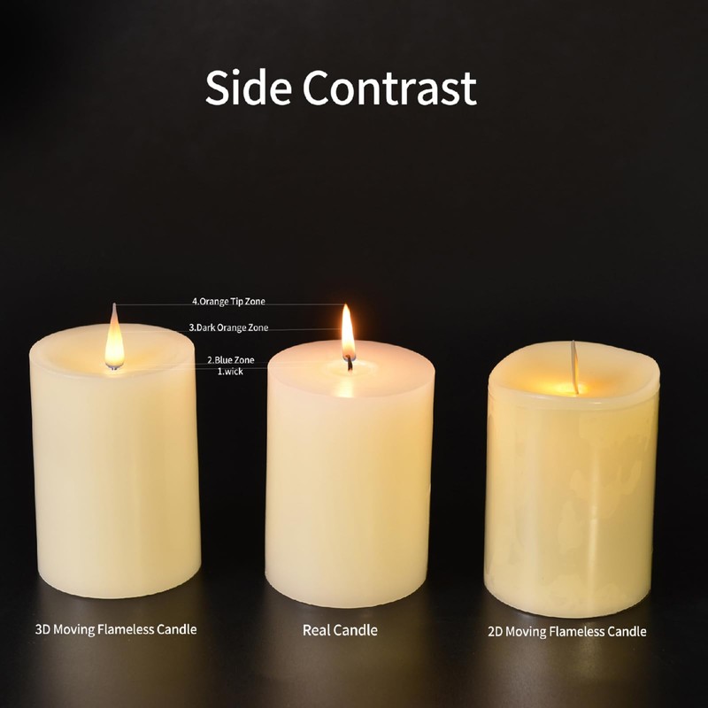 CozierGlow Glass Wax Flameless Pillar Candles Flickering with Remote Timer,