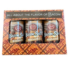 J&D's Bacon Salt, Hickory, 3-Pack Gift Box, Kosher, Vegetarian, Bacon Flavored Seasoning Salt
