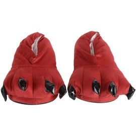 FashionFits Unisex Soft Plush Home Slippers Animal Costume Paw Claw Shoes, Red, Small