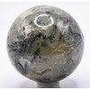 2.1" 225g Green Prehnite w/Black Tourmaline Carved Sphere Polished Natural