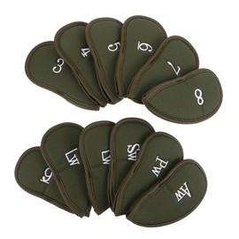 Kisangel 12pcs Fake Leather Golf Iron Covers Thick PU Club Head Protectors Reusable Sleeve Set for Outdoor Sports with Precision Fit and Quick Installation