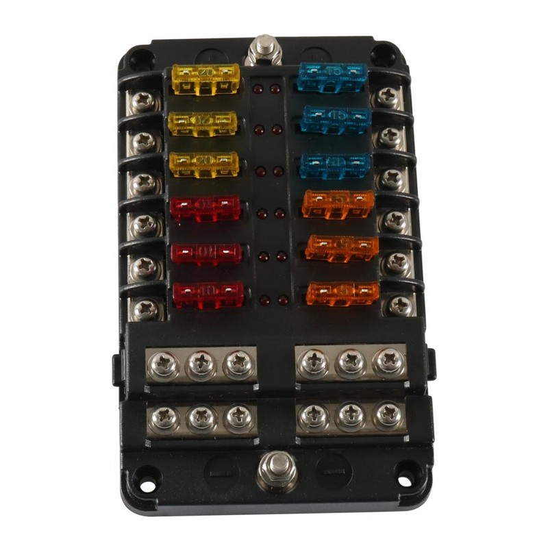 12 Way Fuse Box with Negative Terminals and Fuse Wire
