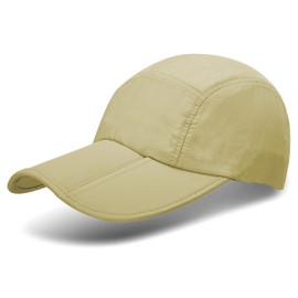 Therma Pro UPF 50+ Foldable Baseball Cap Sun Protection Quick Dry Portable Hats for Men or Women, Khaki