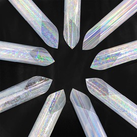 Iridescent Clear Film Laser Mirror Rainbow Transparent PVC Waterproof Vinyl Material for Bows Jewlery Bags Making DIY Crafts (Set-9pcs)