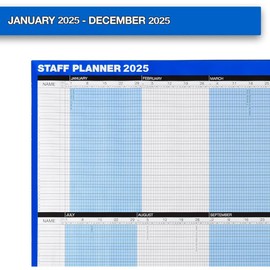2025 Staff Year Planner Wall Calendar - Up to 40 Staff Members