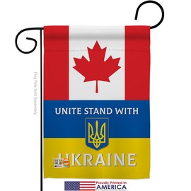 Canada Stand with Ukraine Garden Flag Set Support Cause Small Decorative Gift Yard House Banner Made in USA 13 X 18.5