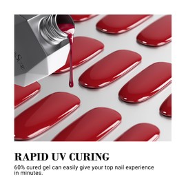 MelodySusie 30PCS Semi Cured Gel Nail Strips, Red, Gel Nail Stickers Work with Any Nail Lamps, Salon Quality, Long Lasting, Easy to Apply and Remove, Includes 2 Prep Pads, Nail File and Wooden Stick