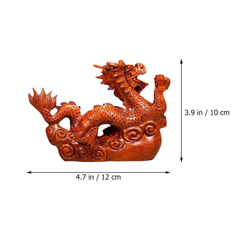 Baluue Creative Chinese Dragon Ornament Wooden Dragon Statue Decor for