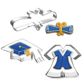 Graduation Cookie Cutter Set-3 Piece-Graduation Cap, Gown, Diploma Biscui Cutters for 2022 Graduation Celebration Party