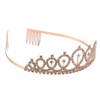 2 Sets Bridal Sash Rhinestone Tiara Kit Shiny Rose Gold