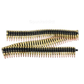 Velvetcrow Bullet Belt M16 .223 Caliber Black Metal Link Brass Shell Copper Tips USA Made (10inch-22 BULLETS) (BT121LINK NIC-NIC .223)