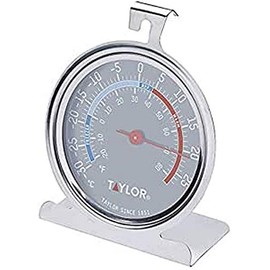 Taylor Pro Fridge Thermometer, Hanging Freezer Thermometer, Classic Design, Stainless Steel, 10 cm, Silver