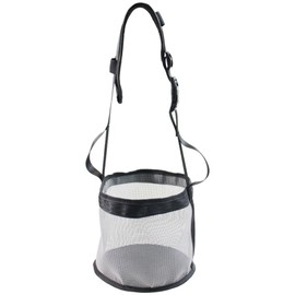 Heavy Duty Mesh Horse Feeder Horse Feed Bag for Grain with Adjustable Strap,Comfort Neck Pad,Nose Pad Horse Muzzle Feed Bag (Gray)