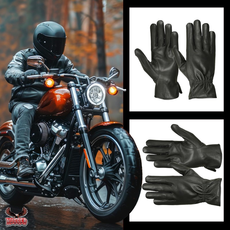 Men's Premium Water Resistant Deerskin Leather Motorcycle and Driving Glove