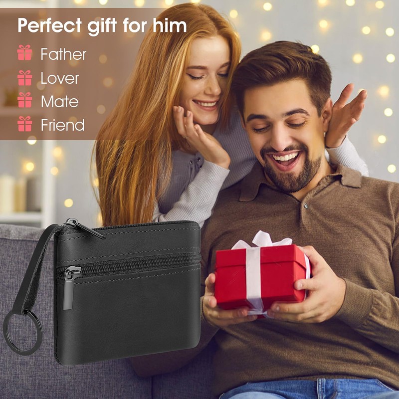 Amaxiu Genuine Leather Mini Coin Purse, black, Classic