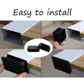 Zaky 38 mm x 25 mm Rectangular Plastic Plugs Pipe End Caps Black for Metal Pipes, Fences, Non-Slip Protection of Chair Legs, Furniture and Floors, Pack of 30