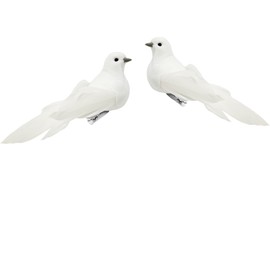 FBIRDY 2pcs Decorative White Doves Artificial Birds Ornaments for Floral Arrangements Wedding Wreaths Craft Artificial Plants & Flowers Home décor