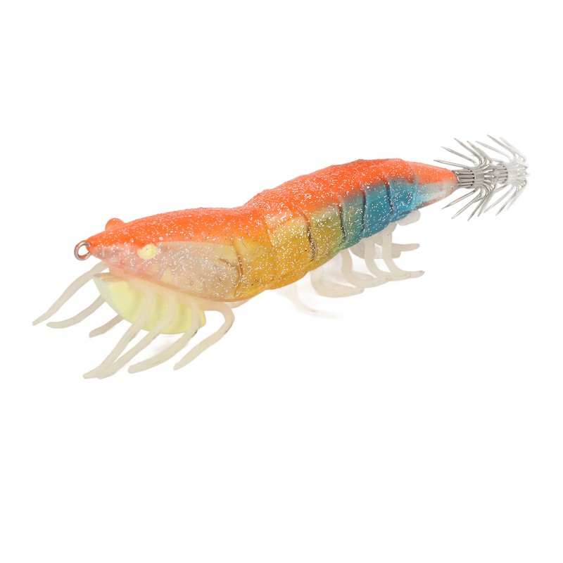 5pcs Wood Shrimp Bait Artificial with Counterweights Double Pileate Hooks