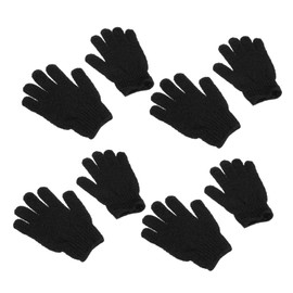 WOONEKY 4pairs Exfoliating Gloves Deep Cleaning Body Bath Scrubbers for Gentle Skin Care Natural Exfoliation Tools Healthier Glow Black