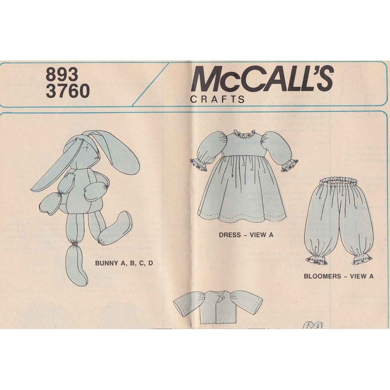McCall's Crafts Pattern # 3760 ~ Stuffed Country Rabbits in