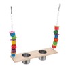 Bird Feeding Dish Cups with Parrot Perch Swing Natural Colorful
