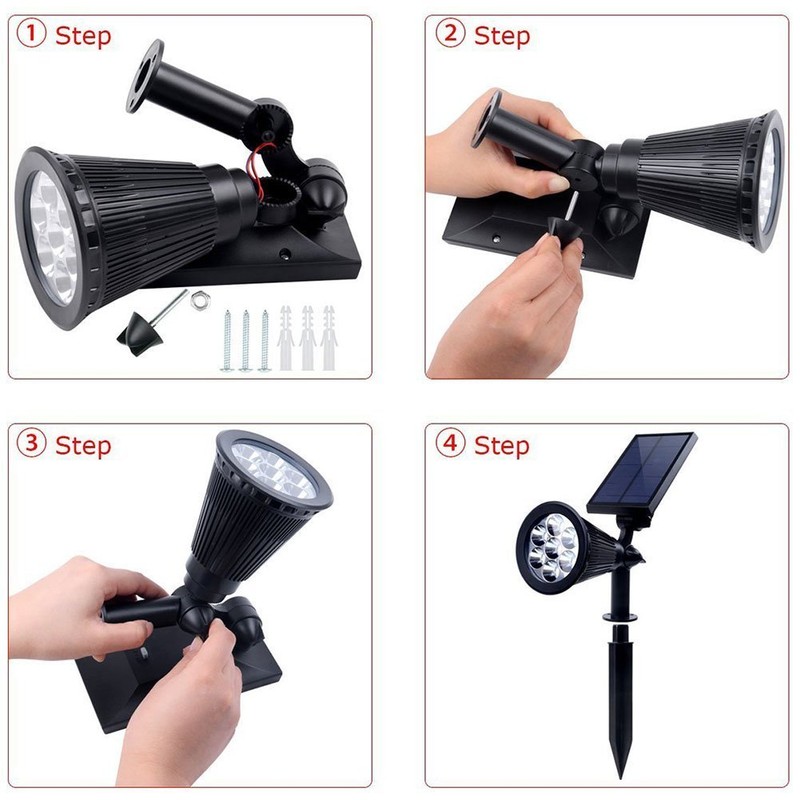 Solar Spot Lights Outdoor Waterproof Solar Powered Spotlight Landscape Lighting
