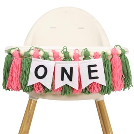Watermelon High Chair Banner - Summer 1st Birthday Party Decorations, One In A Melon Tassels Garland, First Sweet Watermelon Birthday Photo Prop (Watermelon One Highchair Banner)