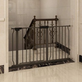 COSEND Extra Wide Pressure Mount Baby Gate Walk Through Auto Close White Metal Child Dog Pet Indoor Safety Gates for Stairs,Doorways,Kitchen and Living Room (43.31"-48.03"/110-122CM, Black)