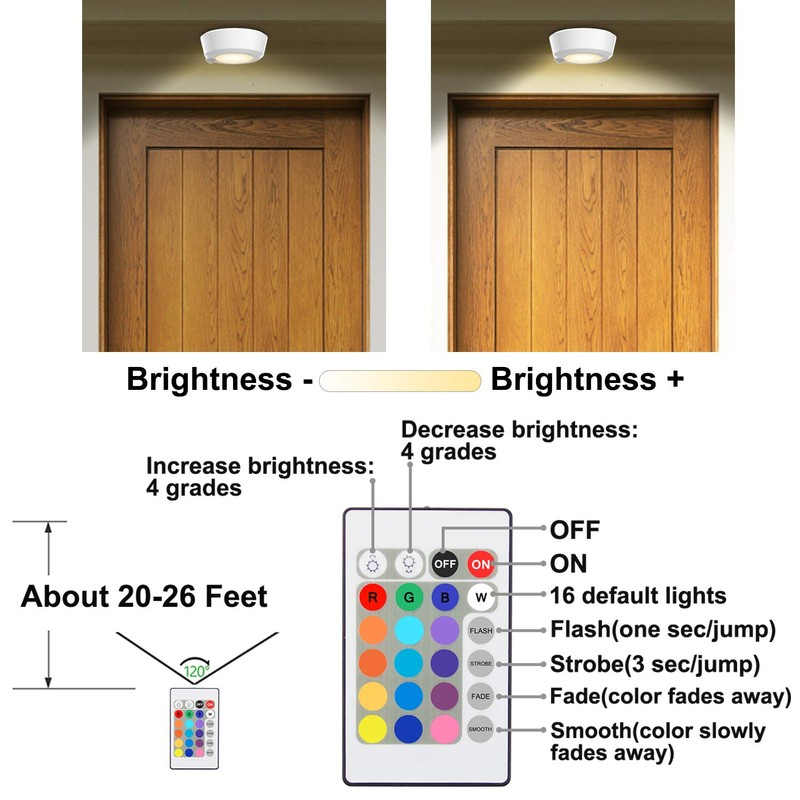 LUXSWAY Battery Powered Ceiling Light, Dimmable Shower Light with Remote,