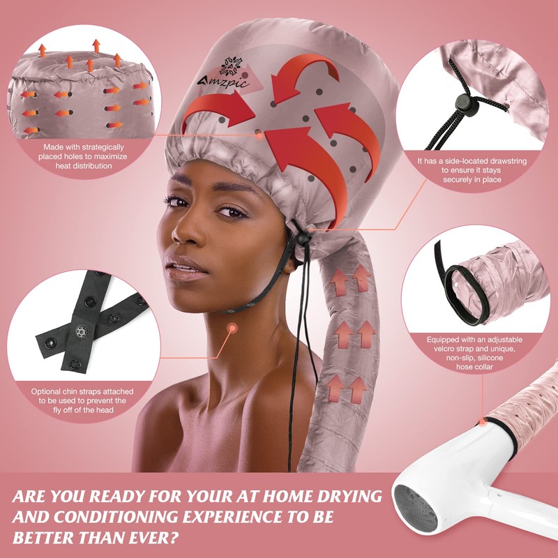 Bonnet Hood Hair Dryer Attachment - Soft, Adjustable Extra Large