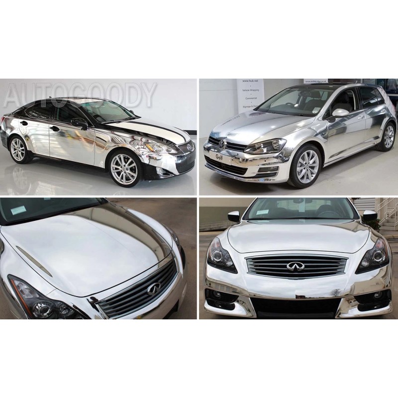 AUTOGOODY 48" x 60" Silver Chrome Mirror Vinyl Film Wrap
