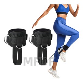 Mfdf®par Grilletes Para Tobillo Con Talonera Gym Abductor Gluteo Color Negro Mfdf