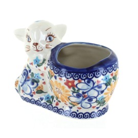 Blue Rose Polish Pottery Butterfly Bunny Basket