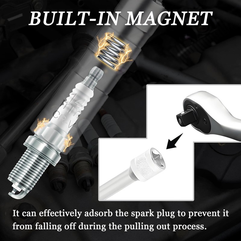 HIAHXC 14mm Spark Plug Socket 3/8-Inch Drive x 12" Total