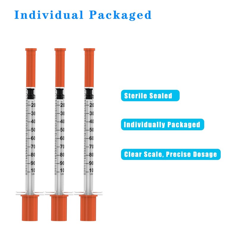 U-100 Disposable Syringes with Needle – 1ml/cc 30G 5/16" (8mm),