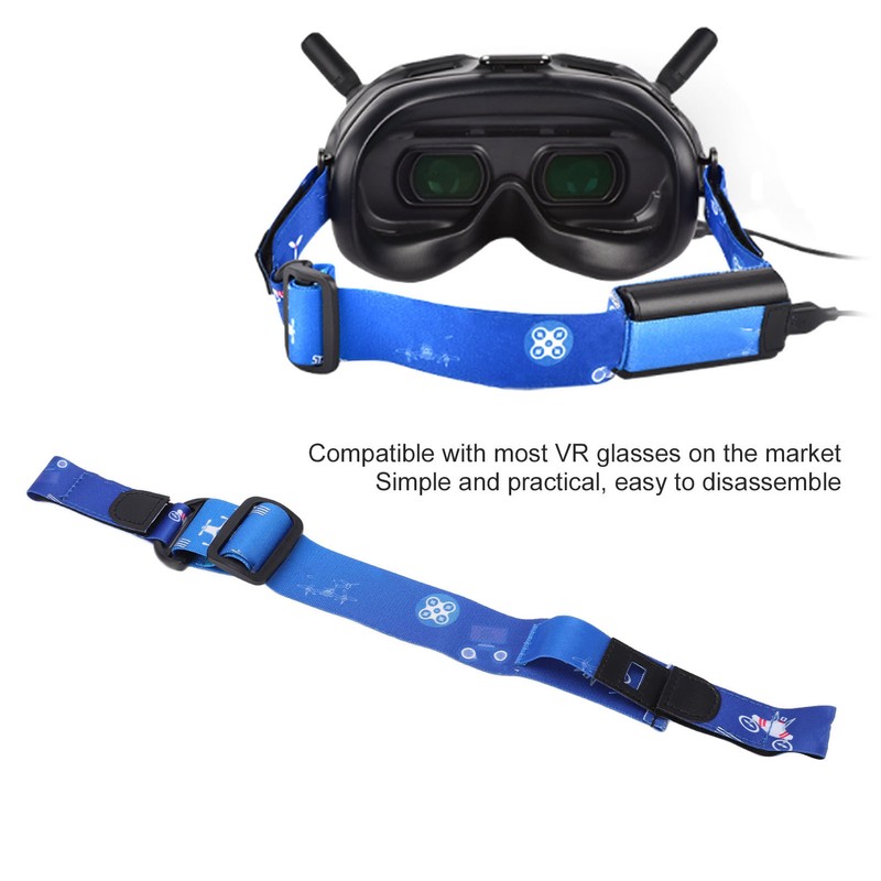 Flight Goggles Headband Adjustable Head Strap with Battery Strap Holder
